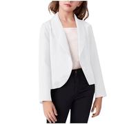 Girls Blazer Jacket Lapel Open Front Long Sleeve Cropped School Blazers Casual Kids Formal Party Outfits Back To School Uniform Fall Winter Age 13 Years White