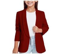 Girls Blazer Long Sleeve Top Girls Jackets Formal Suit Jacket Open Front for Kids Blazer Lapel Suit Jacket Casual School Party Festival Prom Blazers Inner Pocket Jackets Outerwear 3-14 Years