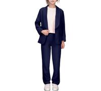 Girls Blazer Set 2 Piece Jacket Solid Color Lapel Suit Coat Open Front with Inner Pocket Button Down Long Sleeve BlazersO Casual Kids Jacket Suit Pants Girls Party Outfits Performances