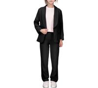Girls Blazer Set 2 Piece Jacket Solid Color Lapel Suit Coat Open Front with Inner Pocket Button Down Long Sleeve BlazersO Casual Kids Jacket Suit Pants Girls Party Outfits Performances