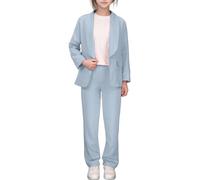 Girls' Blazers Suit Set 2-Piece Solid Color Lapel Suit Open Front Long Sleeve Blazers Jacket Button Down Casual Kids Jacket Party Outfits Girls Little Blazer Black Blazer School