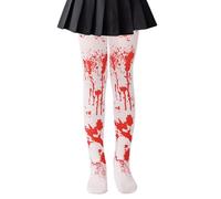 Girls Blood Stained Tights for Kids, Halloween Costumes Red & White Blood Stained Tights for Ages 7-12, Bloody Stockings for Nurse Zombie Girls Halloween Costumes Accessories Horror Fancy Dress Party