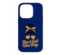 Girls BLUE GOLD VIBES ONLY School Competition Game Field Day Case for iPhone 14 Pro