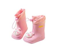Girls Boots for Everyday Play Cartoon Rabbit Pattern Mid Calf Rain Boots Suitable for Daily Outings School Outdoor Activities (6 Toddler) Pink