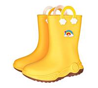 Girls Boots for Kids - Practical Mid Calf Rubber Footwear Designed for Everyday Casual Rain and Wet Weather Adventures (Yellow, 2 Big Kids)