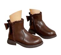 Girls Boots for Toddlers Children Winter Spring Casual Elegant Ankle Boots with Bow Comfortable Elastic Cute Shoes for Daily Use, brown, 8.5 UK