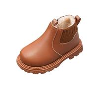 Girls' Boots Leather Ankle School Booties, Comfort Anti-Slip Side Zipper Walking Boots Flat Heels Waterproof Holiday Party Dress Boots Outdoor Footwear Brown Size UK 11.5