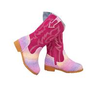 Girls Boots Mid Calf Round Toe Glitter Toddler Western Cowboy Boot Little Kid Big Riding Shoes Dress Up Party Birthday Dance Children's Boots (Watermelon Red, 13.5 Big Kids)