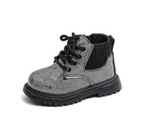 Girls Boots Soft Sole Leather upper Ankle Footwear British Inspired Cosy Fit for Casual Use Winter Shoes Shiny Finish Knit Collar Everyday Wear Age 1 to 6 Years