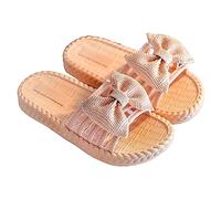 Girls Bow Slides Open Toe Non Slip Soft Flat Slingback Slippers Toddler Kids Waterproof Wide Fit Indoor Bathroom Pool Slides Summer Casual Beach Lightweight Sandals (Pink, 8.5 Toddler)