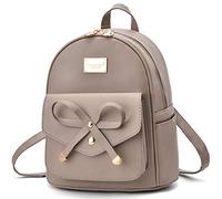 Girls Bowknot Cute Leather Backpack Mini Backpack Purse for Women, Dark Apricot, Small Size, Laptop