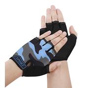 Girls Boys Camo Non-Slip Cycling Gloves Shock-Absorbing Bicycle Scooter Bicycle Riding Fingerless Gloves Children Kids Breathable Sports Gloves for Bike Skateboard Roller Skating Biking Climbing