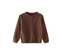 Girls Boys Cardigan Lightweight Button-Up Cardigans Cotton Knit Sweater Solid School Uniform Knitted Long Sleeve Jumper Plain Knitwear School Clothes (Brown, 18-24 Months)
