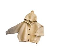 Girls Boys Cardigan with Hood Button-up Fleece Cardigans Kids Toddler Warm Anti-Pill Sweater Casual Fashion Knitwear Pullover Warm Anti-Pill Sweater Streetwear (Beige, 18-24 Months)