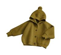 Girls Boys Cardigan with Hood Button-up Fleece Cardigans Kids Toddler Warm Anti-Pill Sweater Casual Fashion Knitwear Pullover Warm Anti-Pill Sweater Streetwear (Yellow, 11-12 Years)