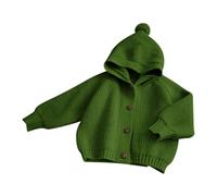 Girls Boys Cardigan with Hood Button-up Fleece Cardigans Kids Toddler Warm Anti-Pill Sweater Casual Fashion Knitwear Pullover Warm Anti-Pill Sweater Streetwear (Green, 18-24 Months)