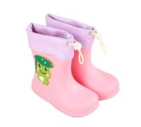 Girls Boys Cate Frog Welly Shoes with Adjustable Drawstring Cuff Lightweight Non Slip Outdoor Waterproof Rain Boots for Kids Tollder Everyday Perfect Wellington Boot Red