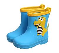 Girls Boys Comfort Wellies | Non-Slip Rubber Outsole | Colorful 3D Cartoon Dinosaur Design | Lightweight PVC Rain Boots - Perfect for Rainy Days, Commutes and Playdates Blue