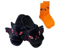 Girls Boys D mon Slippers Plush Winter Sliders Halloween Devil Slippers Kids Indoor Fuzzy Home Shoes Youth Slip On Novelty Fluffy Shoes (BK2, 1.5 Big Kids)