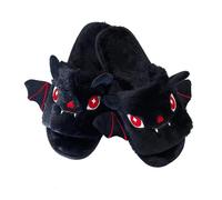 Girls Boys D mon Slippers Plush Winter Sliders Halloween Devil Slippers Kids Indoor Fuzzy Home Shoes Youth Slip On Novelty Fluffy Shoes (BK1, 1.5 Big Kids)