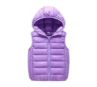 Girls Boys Down Vest Sleeveless Hoodie Outfit Windproof Down Body Warmers Lightweight Padded Winter Vest Jacket Outwear Fall Winter Gilet Packable Thermal 3-15 Years Children's (Purple-A, 5-6 Years)