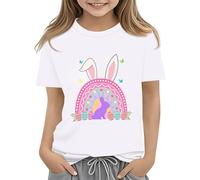 Girls Boys Easter T-Shirts for Toddler Bunny Top Easter Egg Kids Shirt Short Sleeve Graphic Tees Rabbit Outfits Personalized Baby Clothes (White, 6-7 Years)