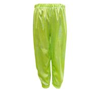 Girls Boys Glitter Metallic Harem Dance Pants Loose Fit Modern Hip Hop Street Dancewear Kids Cargo Pants Elasticated Jogger for Streetwear Dance Disco Party Shiny Trousers Green