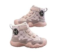 Girls Boys Hiking Boots Slip On Fleece Lined Shoes Kids Fall Winter Warm High Top Trainers Trendy Casual Anti-Slip Sneakers Lightweight Outdoor Shoes (Hot Pink, 2.5 Big Kids)