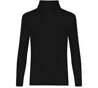 Girls Boys Kids Polo HIGH Neck Tops Long Sleeve Plain Basic ROLL Jumper T-Shirt (10 Years, Black)