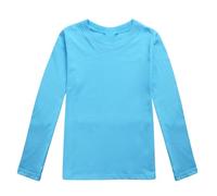 Girls Boys Long Sleeve Top Kids Basic Plain T Shirt Toddler Crewneck Thermal Tops Teens School Tshirt Base Layer Winter Undershirt Blue