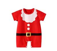 Girls Boys Romper Christmas Santa Costume Newborn Short Sleeve Outfit My First Christmas Jumpsuit Elf Costume Toddler Pajamas Baby Sleepsuits Holiday Party Photoshoot Cute Infant Bodysuit Red