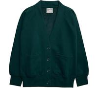 Girls & Boys School Cardigan Fleece Sweatshirt | Classic Uniform | Warm, Soft & Durable | Kids Ages 5-6 Years | Bottle Green | Adult Sizes | Everyday Smart Casual Schoolwear