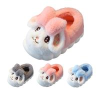 Girls Boys Slippers Kids Open Back Mules Slip On House Shoes Cute Cartoon Animals Slippers Winter Warm Plush Anti-Slip Memory Foam Bedroom Children Home Shoes Size 3 A1_Rabbit_Pink