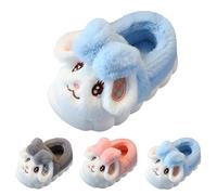 Girls Boys Slippers Kids Warm Plush House Slippers Novelty Animal Bedroom Memory Foam Children Winter Soft Cute Cartoon House Shoes Size 4 A1_Rabbit_Sky Blue