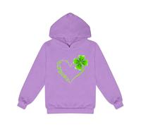 Girls Boys St Patricks Day Shirt Kids Fashion Sweatshirt Pullover Graphic Hoodies Clover Printed Hooded Tops Clothes Girls Boys St Patrick's Day Green Clothing (Purple, 10-11 Years)