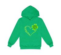 Girls Boys St Patricks Day Shirt Kids Fashion Sweatshirt Pullover Graphic Hoodies Clover Printed Hooded Tops Clothes Girls Boys St Patrick's Day Green Clothing (Green, 9-10 Years)