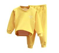 Girls Boys' Thermal Underwear Sets Winter Fleece Lined Base Layer Long Johns Compression Leggings and Shirt for Kids Long Sleeve Tops Pj’s (Yellow, 9-12 Years)
