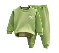 Girls Boys' Thermal Underwear Sets Winter Fleece Lined Base Layer Long Johns Compression Leggings and Shirt for Kids Long Sleeve Tops Pj’s (Green, 2-3 Years)
