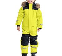 Girls & Boys Thermal Windproof Snow Overall - Romper Suits with Removable Hood - Winter Dungarees Mud Suit Softshell Skis Set