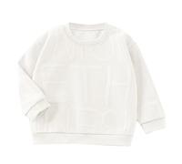Girls Boys Toddler Letter Embroidery Hoodless Sweatshirt Round Neck Lightweight Top Long Sleeves Comfort Fall Sweatshirt Wormhole Hoodie (White, 7-8 Years)
