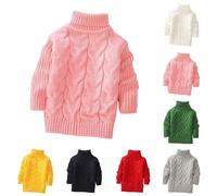 Girls Boys Turtleneck Cable Knit Jumper Solid Thick Thermal Knitted Sweaters Pullover Warm Winter Toddler Kids Pullover Shirts Long Sleeve Top 1-10 Years Yellow