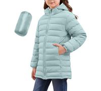 Girls Boys Winter Coat - Kids Lightweight Packable Hooded Puffer Jacket,Windproof Longline Padded Down Coats,Warm Softshell Quilted Jackets Snow Outwear (UK, Age, 6 Years, 8 Years, Regular, Green)