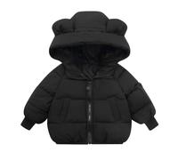 Girls Boys Winter Puffer Jackets Bear Ear Padded Coat Baby Warm Quilted Outwear Windproof Zipper Coats Snow Down Jackets (Black, 9-10 Years)