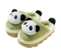 Girls Boys Winter Slippers Panda Slippers Toddler Home Slippers Warm Plush Cute Animal Slippers Indoor Shoes for Kid 1/2 UK,Green