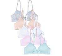 Girls’ Bra, Cotton Basic Top, Wireless, Plain Colours, Adjustable Straps, A Cup, Pack of 5, plain, 8- 10 Years