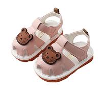 Girls Brown Sandals Baby Infant Cute First Walking Sandals Closed Toe Squeaky Summer Beach Toddlers Soft Sole Footwear Boys and Girls Barefoot Prewalker Anti-Slip Breathable Trainers