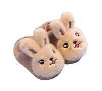 Girls Bunny Plush Slippers Kids Winter Fluffy House Shoes Toddler Cute Animals Warm Ankle Slippers Cartoon Fuzzy Indoor Outdoor Kawaii Shoes for Little Girl (Coffee, 11.5 Little child)