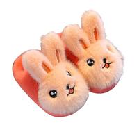 Girls Bunny Plush Slippers Kids Winter Fluffy House Shoes Toddler Cute Animals Warm Ankle Slippers Cartoon Fuzzy Indoor Outdoor Kawaii Shoes for Little Girl (Orange, 10 Little child)