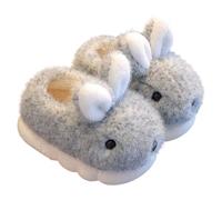 Girls Bunny Winter Slippers Little Child Fuzzy House Shoes Big Kids Animals Kawaii Warm Ankle Slippers Soft Sole Indoor Plush Shoes (1-Grey, 8.5 Toddler)