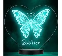 Girls Butterfly Heart Name Personalised Gift Colour Change Led Lamp Night Light | Personalised Gift For Home, Lamp Room Décor | Kids & Adults Night Lights With Name | Personalised Gift For Bedroom |